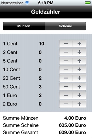 Geldzähler screenshot 2