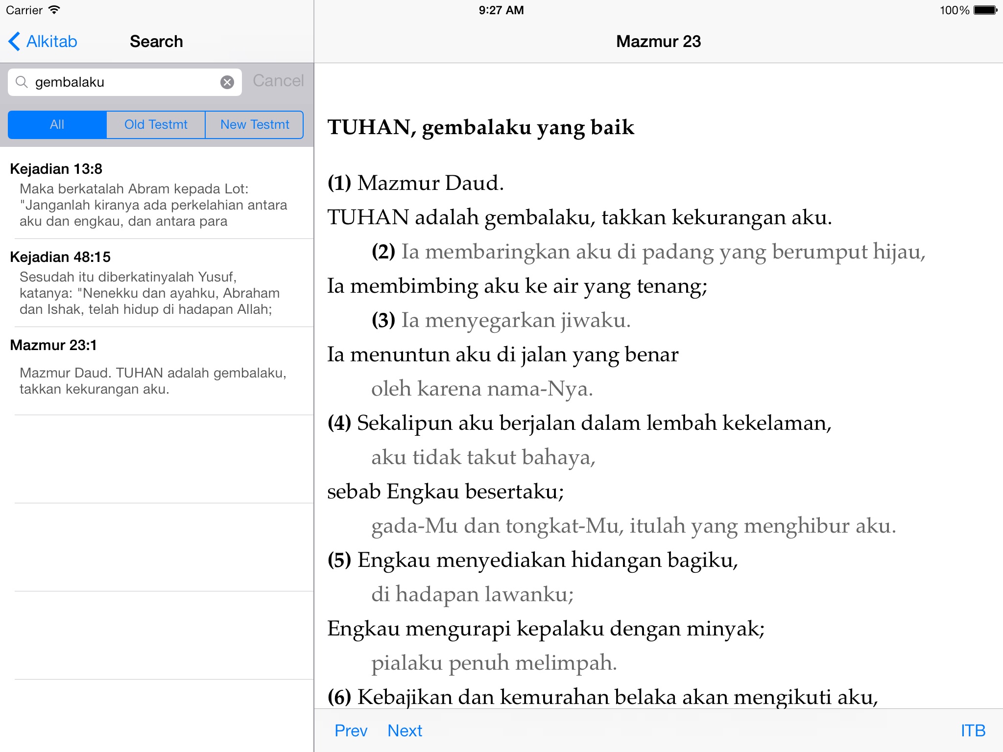Alkitab for iPad screenshot 3