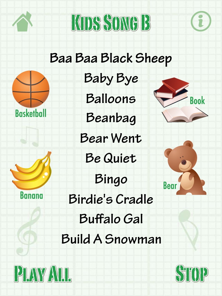 Kids Song B for iPad - Child Songs Lyrics & English Words screenshot 2