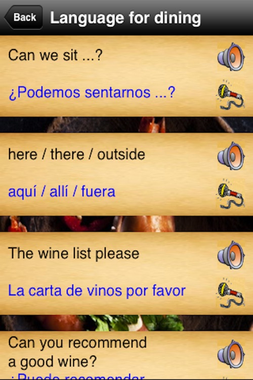 Spanish Menu