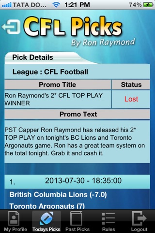 CFL Picks by Ron raymond screenshot 3