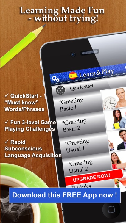 Learn&Play Spanish FREE ~easier & fun! This quick, powerful gaming method with attractive pictures is better than flashcards