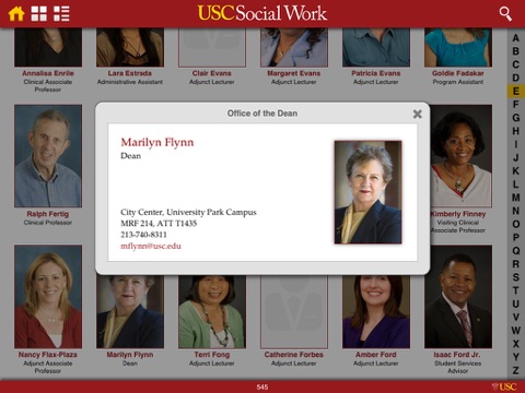 USC School of Social Work Directory screenshot 2