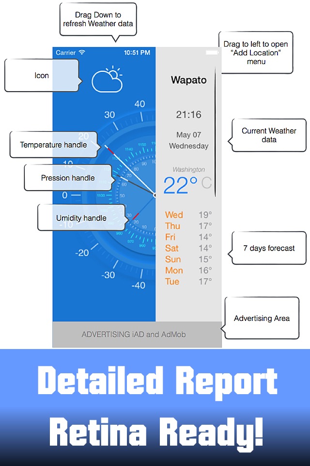 Weather forecast app - Free 7 days weather forecasts for your current location and all over the world screenshot 3