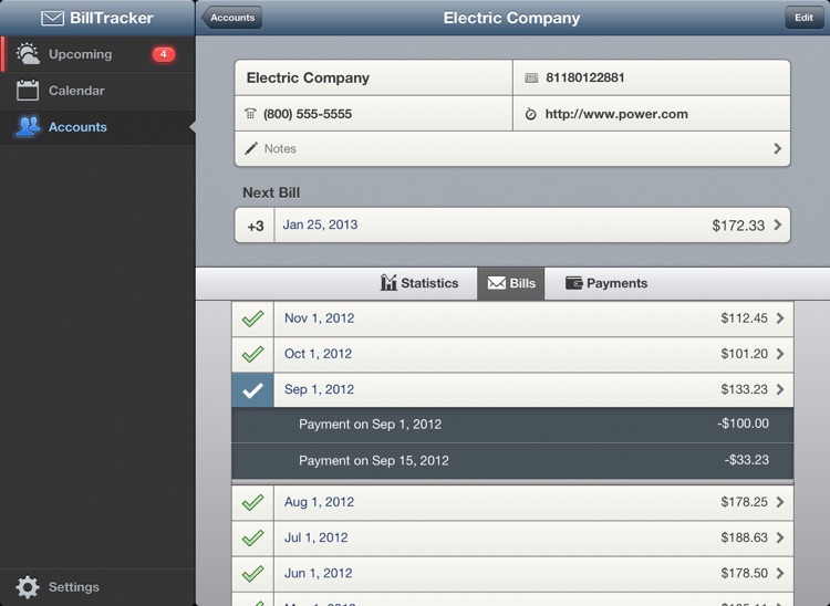 BillTracker for iPad screenshot-4