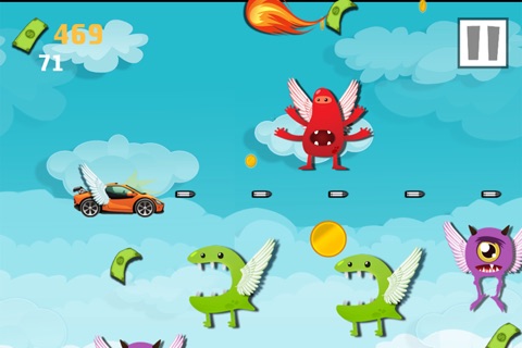 Sky Car Chase Racer Adventure Free - Escape Run From Monster Fire Balls! screenshot 3