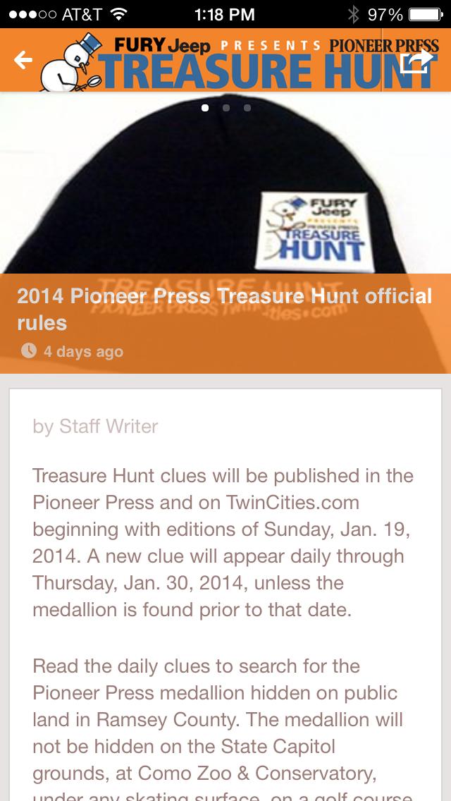 How to cancel & delete Pioneer Press Treasure Hunt from iphone & ipad 2