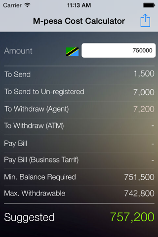 M-pesa Cost Calculator screenshot 4