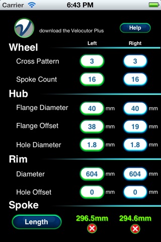 Veloculator for Spokes screenshot 2