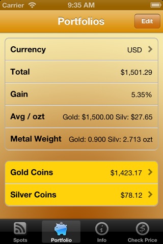 Precious Metal Coin Price Calculator Lite screenshot 2