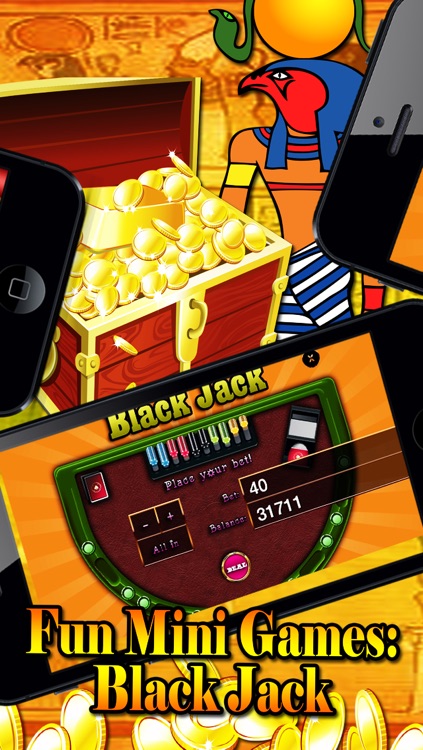 A Pharaoh Slot Machine - 5 Spin Reels with Bingo, Blackjack and Roulette Bonus Games