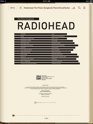 radiohead piano songbook