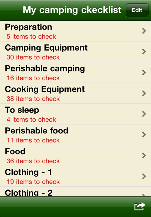 Camping checklist