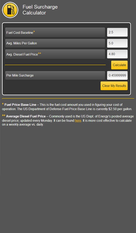 Fuel Surcharge Calculator