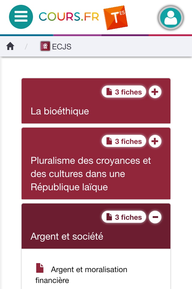Cours.fr TES screenshot 2