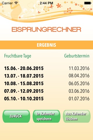 Eisprungrechner screenshot 2