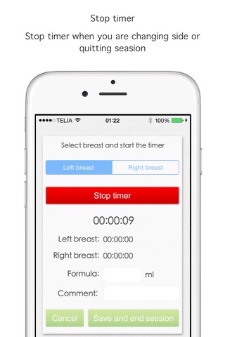 Breastfeed timer screenshot 2