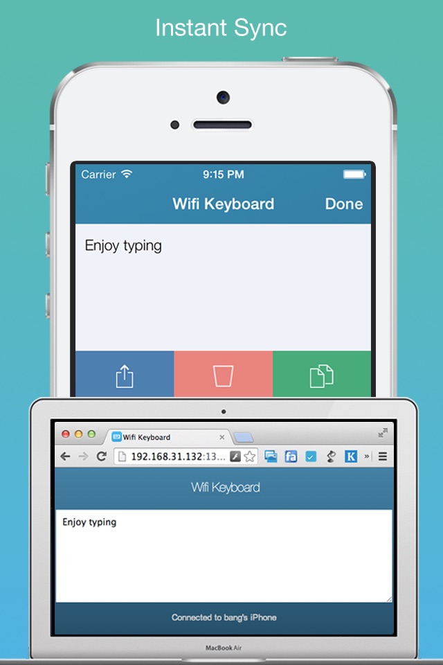 Wifi Keyboard - Connect your keyboard to iPhone/iPad with Wifi screenshot 2
