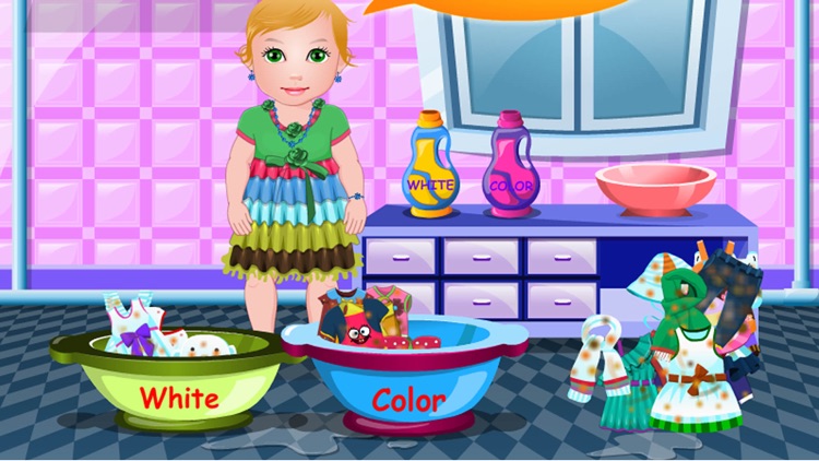 Baby Juliet Washing Clothes