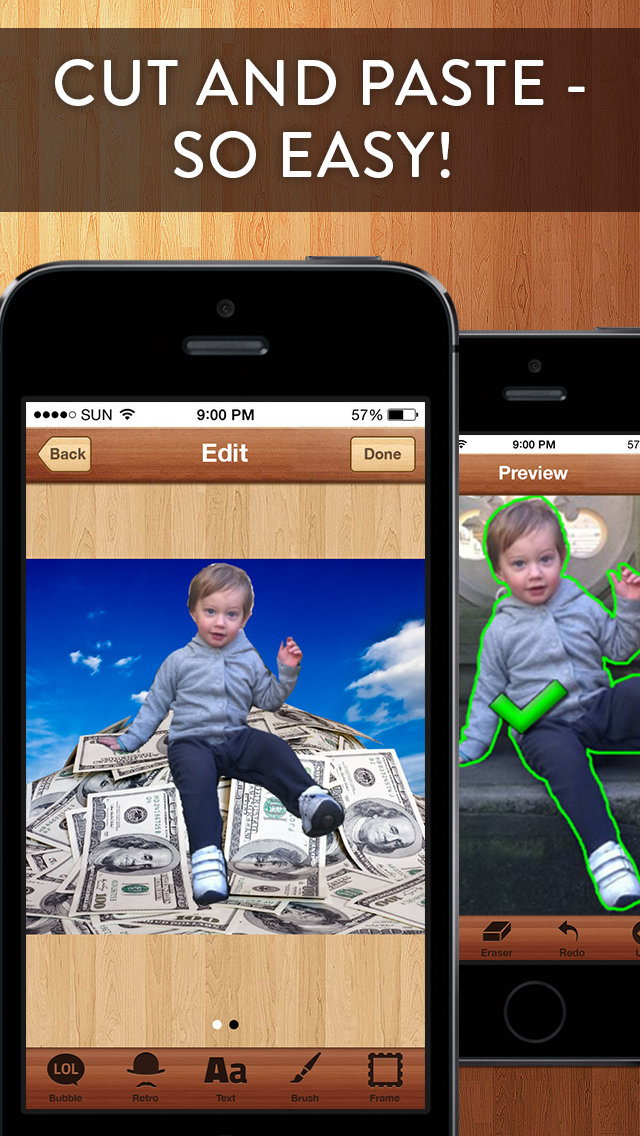 Screenshots of Cut Me In - Easy to use Photo Chop Background Adjuster to Superimpose yr images by Applause - not affiliated with Photoshop in any way! for iPhone