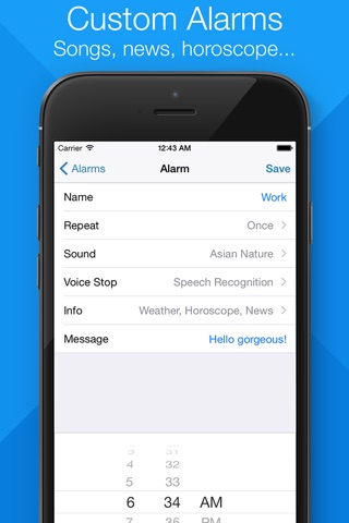 WakeVoice Free - Alarm clock w. voice recognition screenshot 3