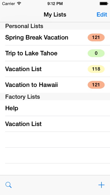 Vacation Planning List