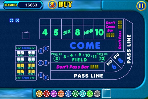 Craps - Casino Dice Game PRO, throw the dice , bets and big win coin buck screenshot 2