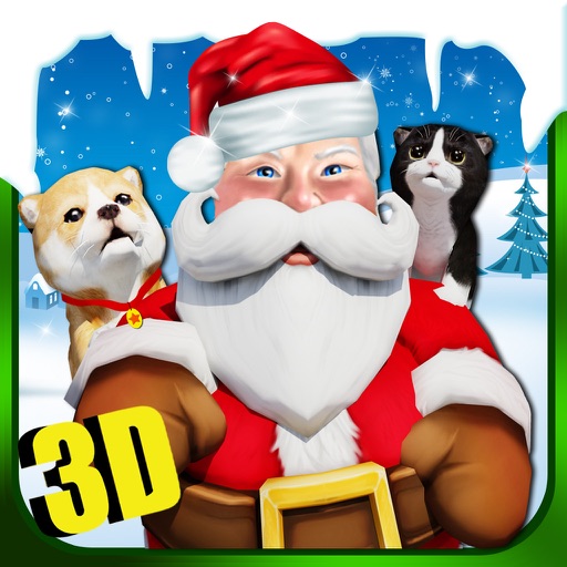 Pet Simulator 3D - Cute Cat and Little Dog Christmas Game to Play in Home Lawn with Santa