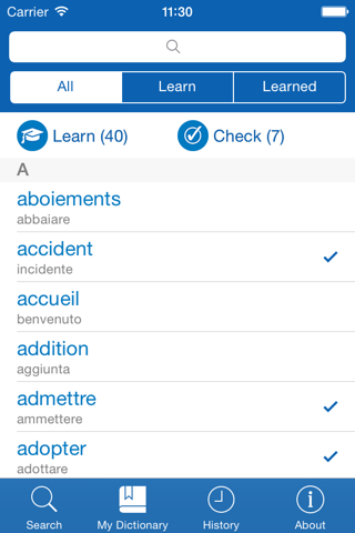 French <> Italian Dictionary + Vocabulary trainer screenshot 3