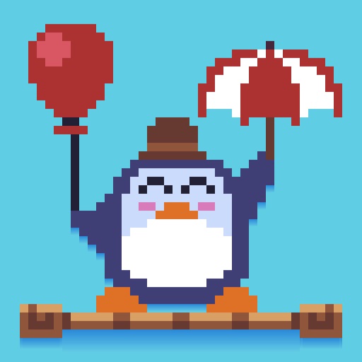 Penguin Fall : Spin Stick, Dodge Trees, Pop Pixel Balloons icon