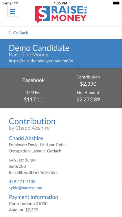 Raise The Money Dashboard