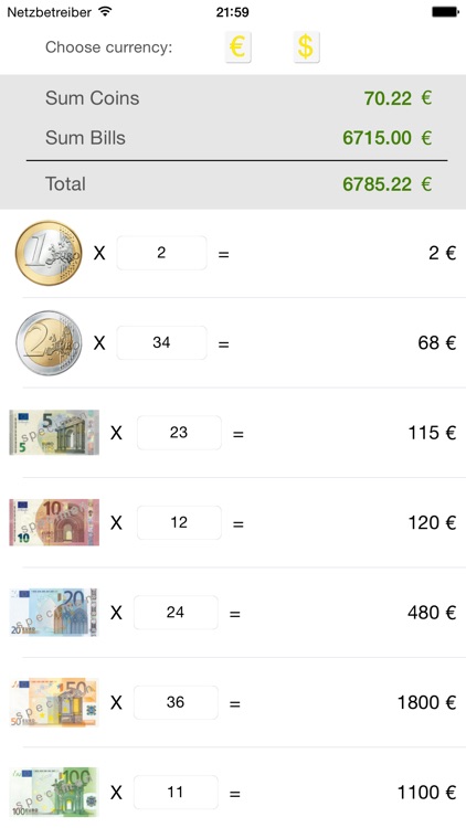 Money Counter (EUR, USD)