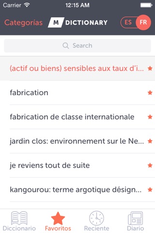 MDictionary - Diccionario Español–Francés de términos de negocios y finanzas, con categorías. MDictionary - Dictionnaire français-espagnol des termes des affaires et de la finance, avec des categories screenshot 4