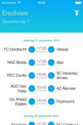 Speelschema Eredivisie screenshot 2