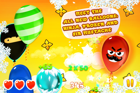 Sneaky Balloons : The big pop confetti party - Tap balloon free game for kids, boys and girls - Unexpected ninja adventure in Sky Tower - Cool winter edition for toddlers screenshot 4