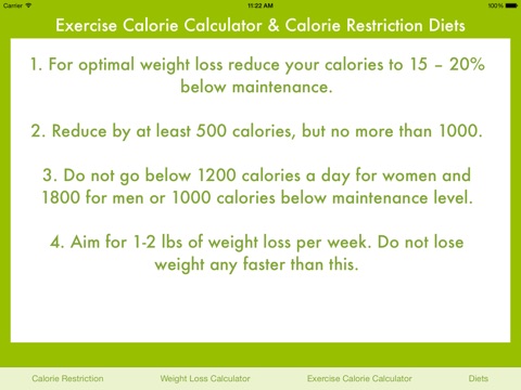 Exercise Calorie Calculator & Calorie Restriction Diets screenshot 4