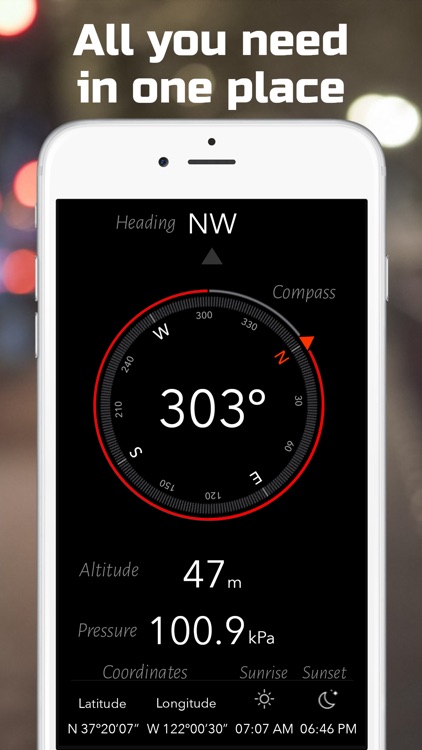 Heading | Compass, Altimeter, Barometer, Location, Sunrise & Sunset screenshot-3