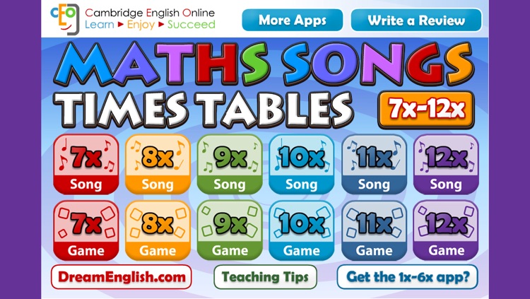 Maths Songs: Times Tables 7x ~ 12x