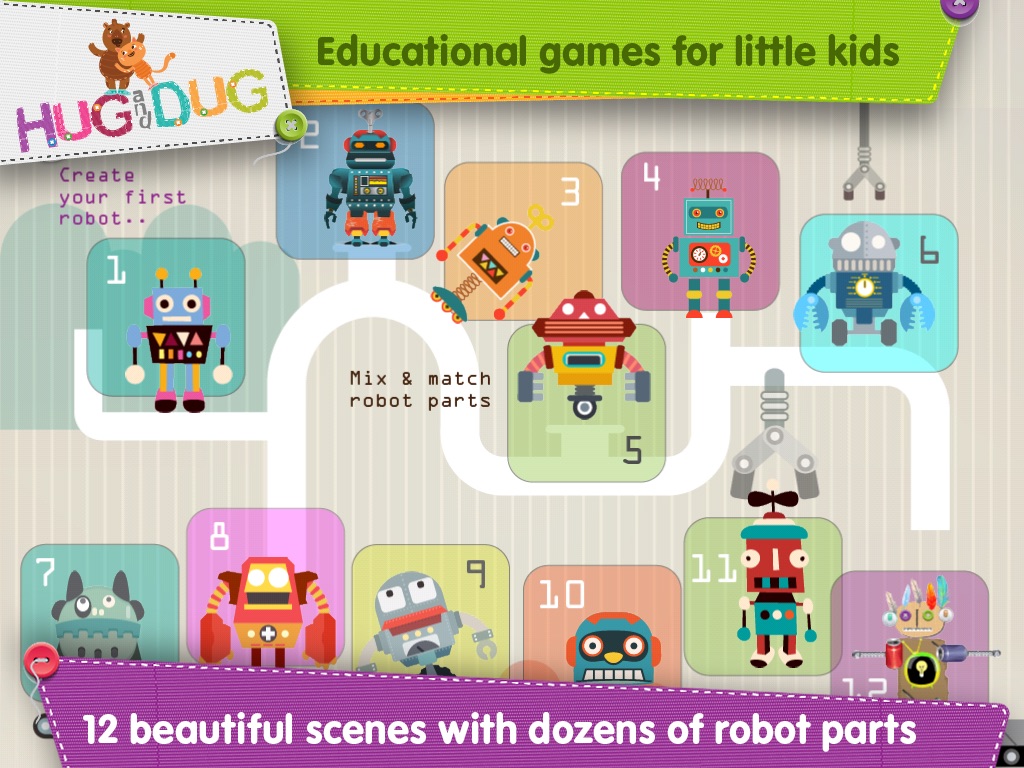 HugDug Robots - Little kids and toddlers build amazing robots and crazy machines screenshot 2