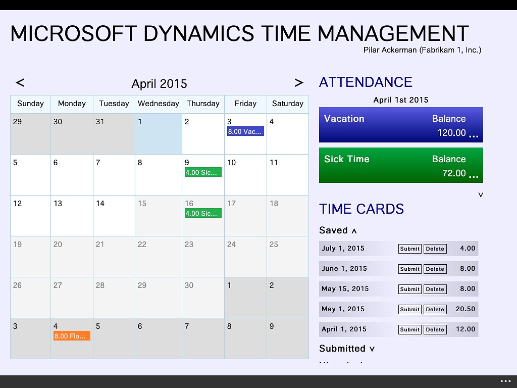 Microsoft Dynamics Time Management screenshot 2