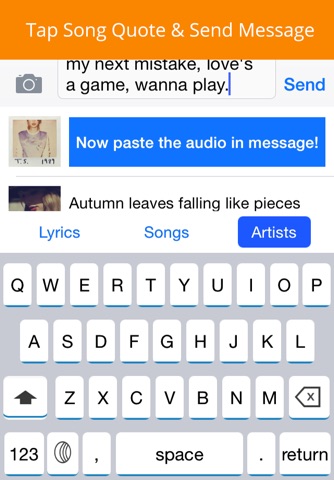 Zaptones Keyboard - Add Music, Movies, TV Show, and Sounds to conversations screenshot 2