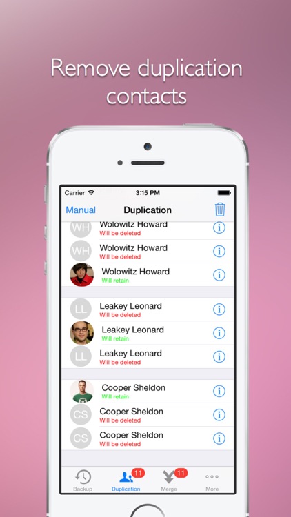 Remove duplicate contacts -- Support backup and merge now!