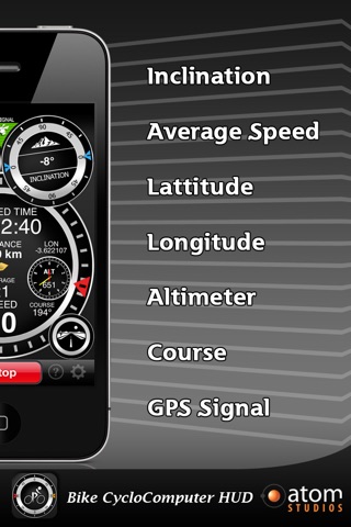 Bike CycloComputer HUD - gps, odometer, altimeter, inclinometer and maps computer for your bike screenshot 3