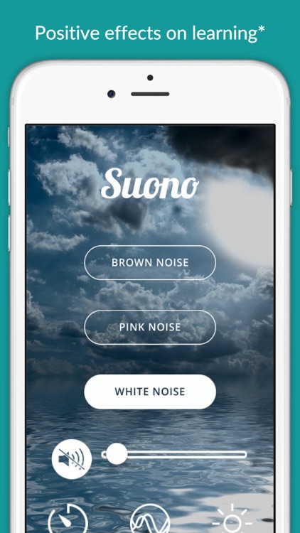 Suono Noise Masking - Soothing white, pink, and brownian noise to aid power napping, meditating, chilling and concentrating