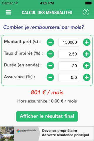 Simulation Crédit Immobilier screenshot 3