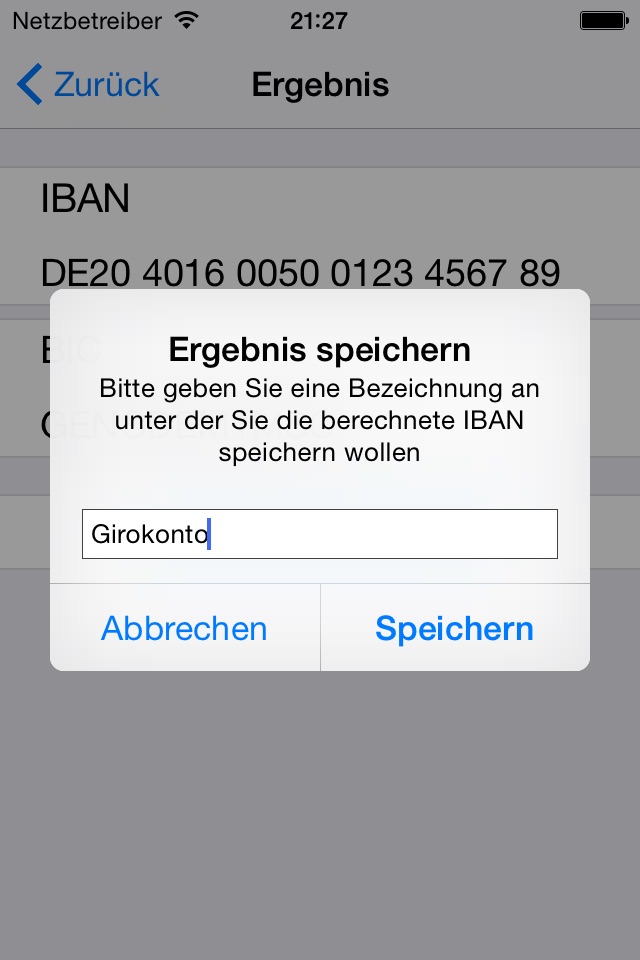 IBAN-Rechner screenshot 2