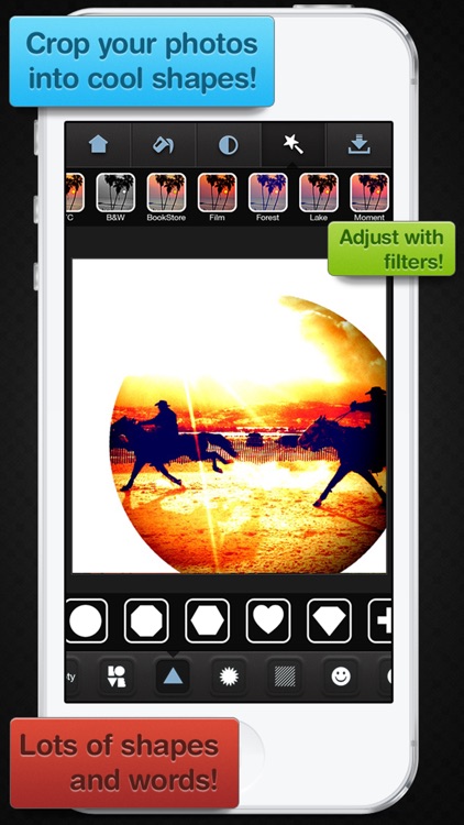 Insta Shapes - Snap pics & frame photos to silhouette symbol & alter for posts on IG, Fbook, flicker, tagged & tumblr