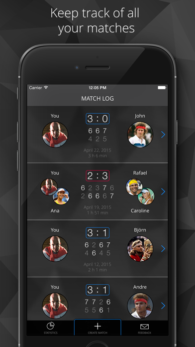 Tennis Watch - Tennis score tracker and statistics for Apple Watch and iPhone Screenshot 1