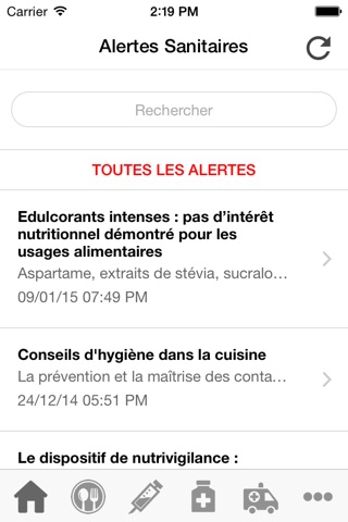 Alertes sanitaires screenshot 2