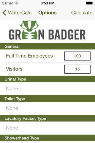 Green Badger WaterCalc screenshot 2